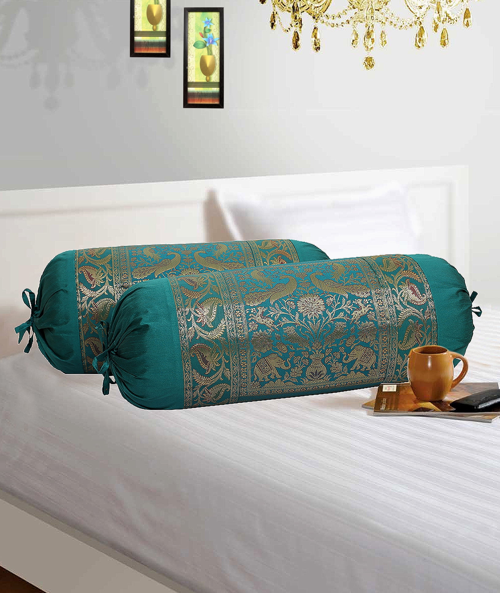 Stylo Culture Traditional Polydupion Cylindrical Tube Pillow Bolster