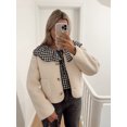 thumbnail image 3 of Abrigo corto de lana de cordero para mujer, chaqueta elegante de manga larga con bolsillos y cuello redondo, ropa cálida de otoño e invierno, 2024, 3 of 5