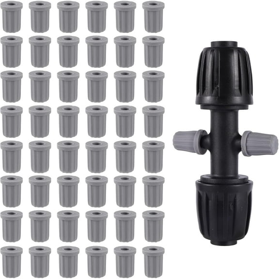 60 Pcs 1/4 Inch Barbed Connector End Caps Rubber Plugs for 1/4 Inch Irrigation Tubing System