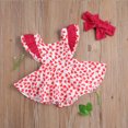 thumbnail image 4 of Baby Girl?s Ruffles Fly Sleeve Jumpsuits Summer Sweet Heart Pattern Bandage Romper and Headband, 4 of 7