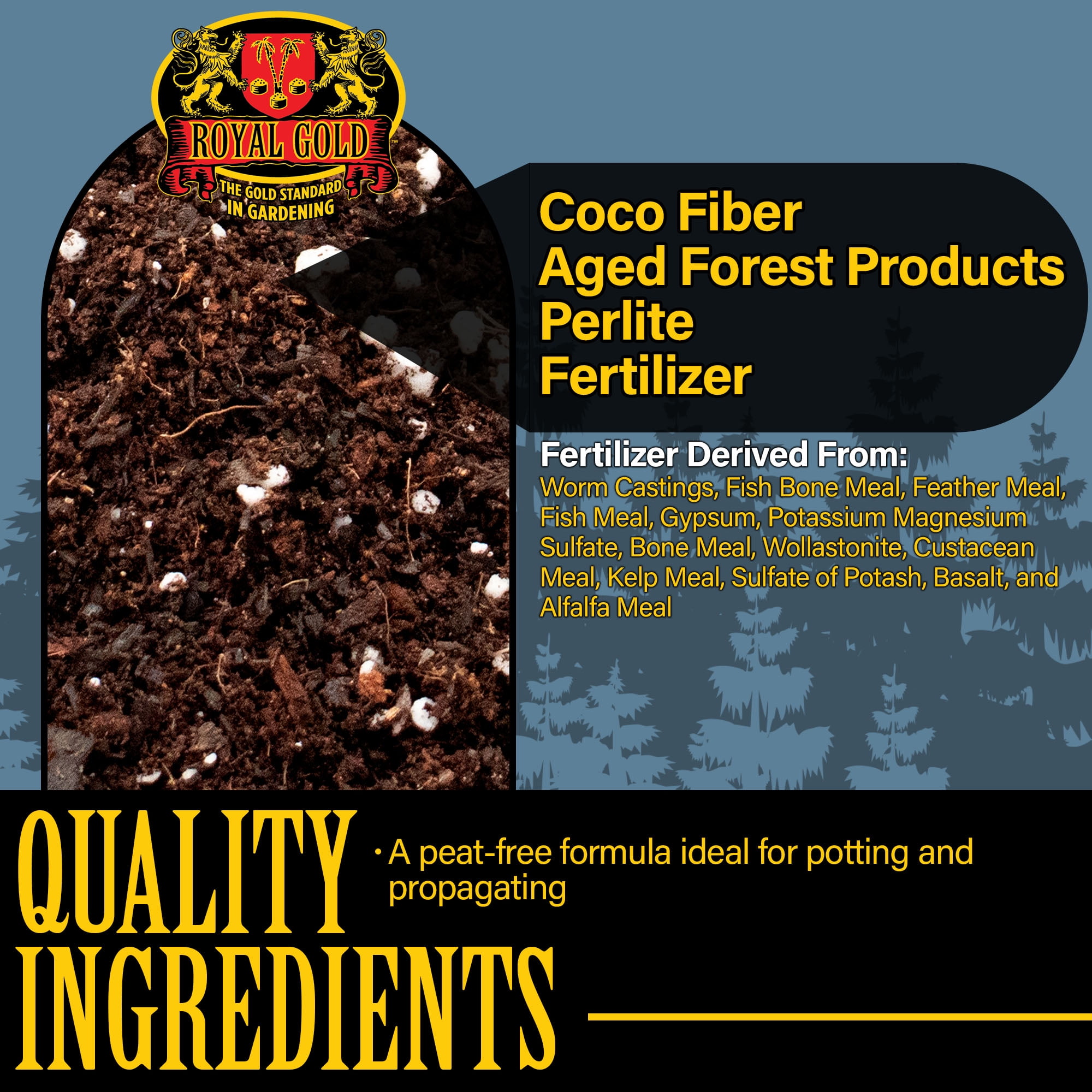 Royal Gold Potting and Propagation Mix, 1.5cu ft - Ideal for Containerized Plants/Gardens, Well-Draining, Peat-Free Formula - Encourages Healthy Root Development
