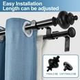 thumbnail image 5 of Urbanest Adjustable Double Curtain Rod Set Metal with Decorative Round Urn Finials, Heavy-Duty, 48"-84", Black, 5 of 6
