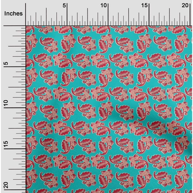 oneOone Cotton Poplin Fabric Leaves & Floral Block Print Sewing Fabric BTY 42 Inch Wide