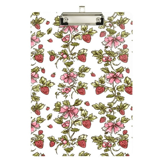 ALAZA Plastic Clipboard A4 Letter Size Decorative Clipboards for Students Women Men 9" x 12.5" Strawberries