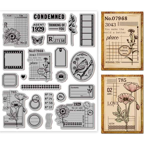 Art Journal Background Cling Rubber Stamp Art Journal Cling Mount Stamp Script Stamps Script Stamps for Card Making and Photo Album Decor Decoration and DIY Scrapbooking 8.66×7.09inch