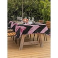 thumbnail image 4 of 60x120 Inch Outdoor Tablecloth with Umbrella Hole Zipper Rectangle Abstract Pink Rectangular Tablecloths Outside Waterproof Geometric Zigzag Waves Bohemian Stripes Patio Table Cloth Cover for Picnic, 4 of 8