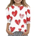 thumbnail image 1 of COM1950s Chemise de la Saint-Valentin pour Garçons, Chemise de la Saint-Valentin pour Garçons et Filles, Imprimé Saint-Valentin pour Garçons et Adultes, Manches Trois-Quarts, Col Rond, Chandail de Base, Chemise de la Saint-Valentin, 1 of 9