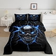 thumbnail image 2 of Castle Fairy Abstract Lightning Skull 3 Pieces Queen Comforter Set for Female Men Women,Black Blue Ultra Soft Bedding Sets,Gothic Style Bedding Comforter Set Breathable,Microfiber Bedroom Decor, 2 of 8