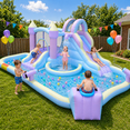 thumbnail image 2 of Ktaxon 7-in-1 Inflatable Water Slide Bounce House with Blower, 217" x 138" x 83", Mini Surf Zone Water Park w/ Bounce Area & Shower Spray Cooling Area, Kids Backyard, 2 of 12