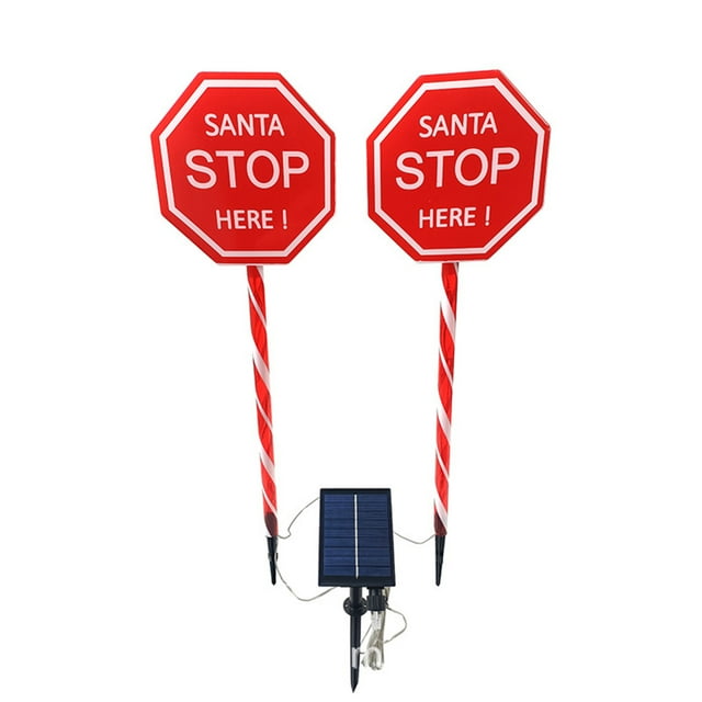 Birdeem Christmas Solar Parking Sign Outdoor Festive Led Decoration Octagonal Garden Light