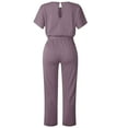 thumbnail image 6 of gakvbuo Jumpsuits For Women Summmer Dressy Wedding Women's Summer Short Sleeve Comfortable Casual Suspender Solid Jumpsuit, 6 of 7