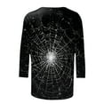 thumbnail image 5 of Godom 3/4 Length Sleeve Womens Tops Crewneck Neck Casual Halloween Shirts Print Trendy Blouses Fall Tee, 5 of 6