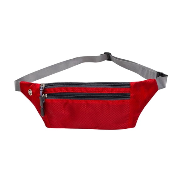WLOELOEW Red Sports Fitness Waist Pack For Men And Women Outdoor Running Lightweight Wear Resistant Canvas Personalized Bag Red