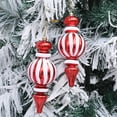 thumbnail image 5 of Shoreew 2 Pcs 7 Inch Finial Drop Christmas Tree Ornaments Red White Gourd Shape Hanging Ornaments Shatterproof Plastic Finial Pendant for Holiday Party Decor, 5 of 7