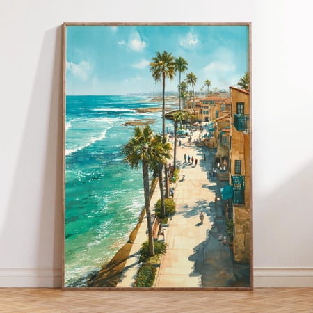 La Jolla Coast San Diego Beach Pacific Ocean Travel Print, Unframed Paper Print Size 8x12