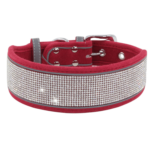 Collar para perro con diamantes de imitación. Collar para perro elegante, suave y cómodo con franja reflectante brillante de primera calidad.