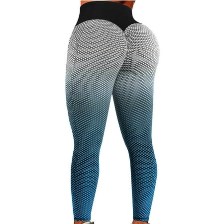 

KEJIG Scrub Pants For Women Jogger Style Fashion Women Honeycomb Gradient Tight High Waist Elasticity Sports Yoga Pants