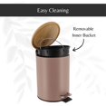 thumbnail image 6 of Cappuccino Trash Can with Bamboo Lid and Pedal, 2.5L Capacity, 6 of 7