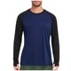 thumbnail image 3 of Blusas y camisas de manga larga con cuello redondo para hombre, estilo casual, de moda, de color liso, deportivas, con empalme de aberturas para los dedos, blusa de manga larga con cuello redondo, blu, 3 of 4