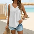 thumbnail image 2 of WRKEKC Cami Tank Tops for Women Cotton Linen Solid Color V-Neck Short Sleeve Summer Tank Casual Lightweight Top, 2 of 7