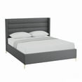 thumbnail image 5 of Inspired Home Montez Upholstered Linen Queen Size Wingack Platform Bed, Grey, 5 of 7