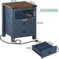 thumbnail image 2 of Joaxswe Nightstands Set of 2 with Charging Station, Farmhouse End Table with 2 Drawers Farmhouse Side Table with 3-tier Storage for Living Room, Blue, 2 of 8