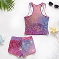 thumbnail image 6 of COEQINE Girls Two Piece Tankini Bathing Suit with Chest Pad, Crewneck Sleeveless Summer Swimwear, Modest Rash Guard Set Swimsuit for Preteen 10-11 Years, Pink Galaxy Leopard Print, 6 of 8
