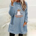 thumbnail image 1 of FcBaudy Hauts pour Femmes, Blouses & Chemises à Manches Longues Col Rond, Chemises pour Femmes Noël Col Rond Imprimé Poche Manches Longues Manteau Épais Chaud Blouse pour Femmes, 1 of 4