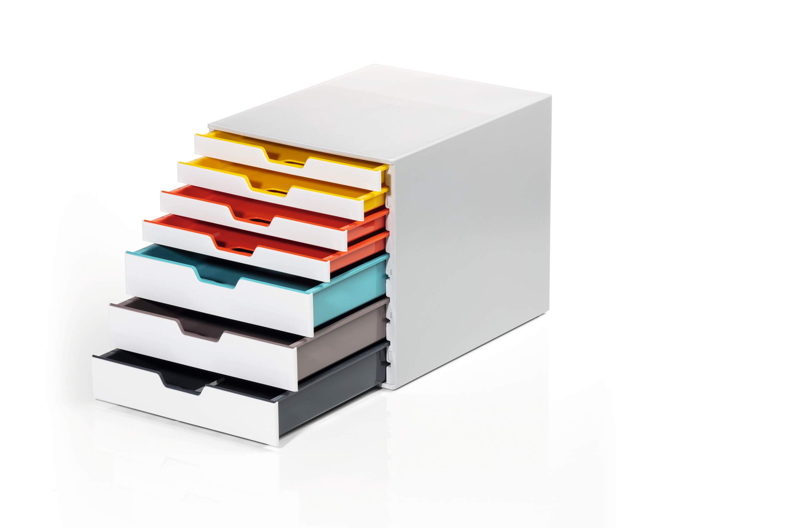 Durable VARICOLOR MIX Desktop Organizer 7 Drawer Color Coded Storage | Letter Size+