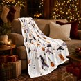 thumbnail image 3 of Whimsical Ghosts Pumpkins Festive autumn celebration Scene, Warm Flannel Blanket for Living Room and Reading Nook, Playful Pet Portrait Pattern, Cat Lovers autumn celebration Gift, 3 of 9