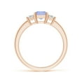 thumbnail image 2 of ANGARA Natural 1 ct Tanzanite and Diamond Three Stone Ring in 14K Rose Gold for Women (Size-7x5mm) | December Birthstone, Birthday, Anniversary, Jewelry Gift for Women | Natural Tanzanite Ring, 2 of 8