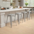 thumbnail image 2 of Flash Furniture Cierra 24" High Metal Counter-Height, Indoor Bar Stool in Silver - Stackable Set of 4, 2 of 14