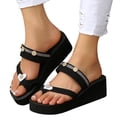 thumbnail image 1 of DAFEI Summer New Diamond Strip Color Gradient Floral Large Thick Soled Korean Version Of The Beach Fairy Slippers, 1 of 8