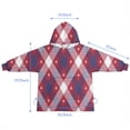 thumbnail image 7 of Red and Blue Star Argyle Pattern Blanket Hoodies for Kids 6-13YR Oversize Wearable Blanket Hoodies for Boys Girls Teens, 7 of 7