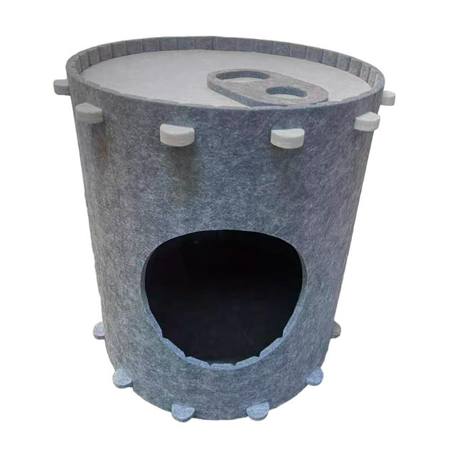 Cama para gatos, cueva para gatos de interior, casa para gatos, refugio en forma de barril suave de fieltro, escondite creativo resistente a los araña