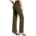 thumbnail image 6 of GILIGEGE Dress Pants Women Pull On Business Casual Stretchy Work Trousers Pockets High Waisted Lightweight Office Slacks Green L, 6 of 7
