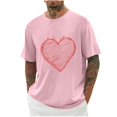 thumbnail image 2 of Jinhomg Holiday Tees for Men Simple Cute Valentine's Day Heart Print T-Shirts Big and Tall Comfy Short Sleeve Crew Neck Tops Male Holiday Gifts Limited Time Pink XXL, 2 of 4