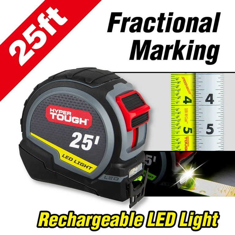 Hyper Tough 25ft. LED Tape Measure - Walmart.com