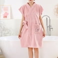 thumbnail image 2 of Xuniizn Womens Robes Plush Fleece Sleeveless Bathrobe with Shower Cap ​Warm Cozy Thick Nightgown with Pockets Fluffy Sleepwear Solid Color Bath Robe, 2 of 6