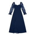 thumbnail image 4 of Women's Lace Sleeve Maxi Dress Square Neck Ruched Slit Lace Patchwork Formal Evening Gown for Wedding Guest, 4 of 4