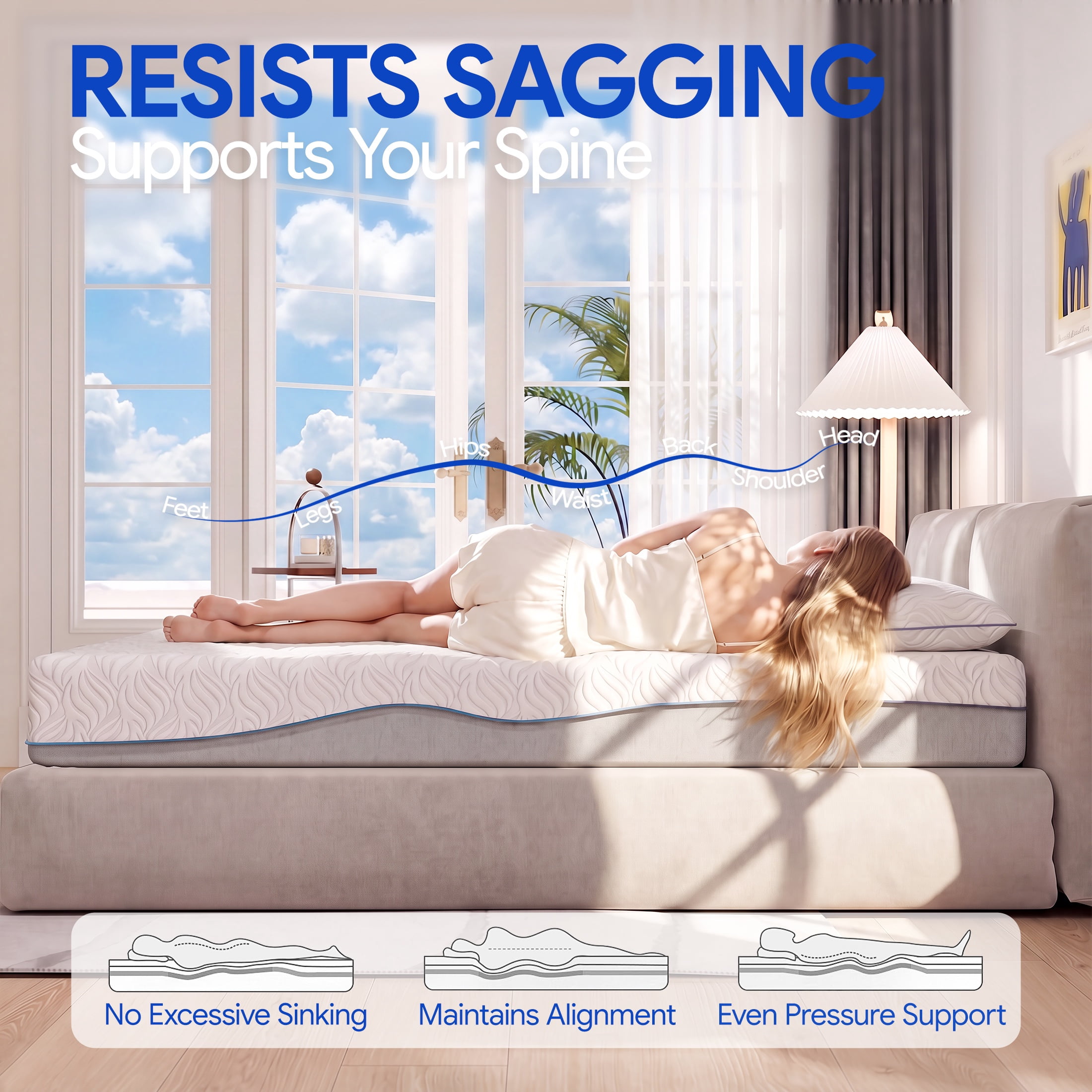 UHOMEPRO 8" Twin Mattress in a Box, Cooling Gel Memory Foam Mattress, Medium-Firm, Fiberglass-Free, Pressure Relief, for Kids Room, Guest Room, Bunk Bed, Trundle Bed
