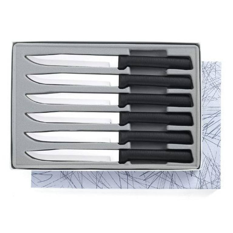 Rada Cutlery Serrated Steak Knife Set Stainless Steel Knives Resin Steel,  Set of 4, 7 3/4 Inches, Black Handle