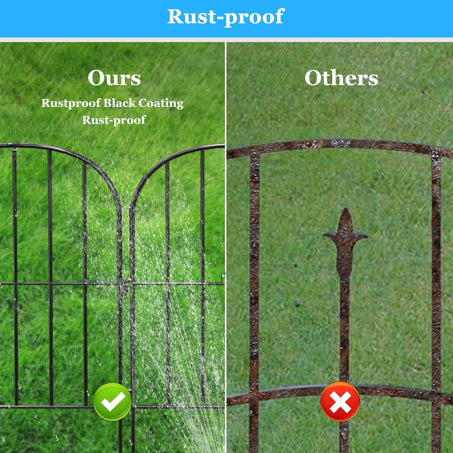 Decorative Garden Fence 24 Pack,24 Ft (L) X 24 in (H) Black Mesh Rustproof Metal Fence, Animal Barrier Fence for Small Dog, Border Folding Patio Fences,Outdoor Flower Bed Landscape Decor