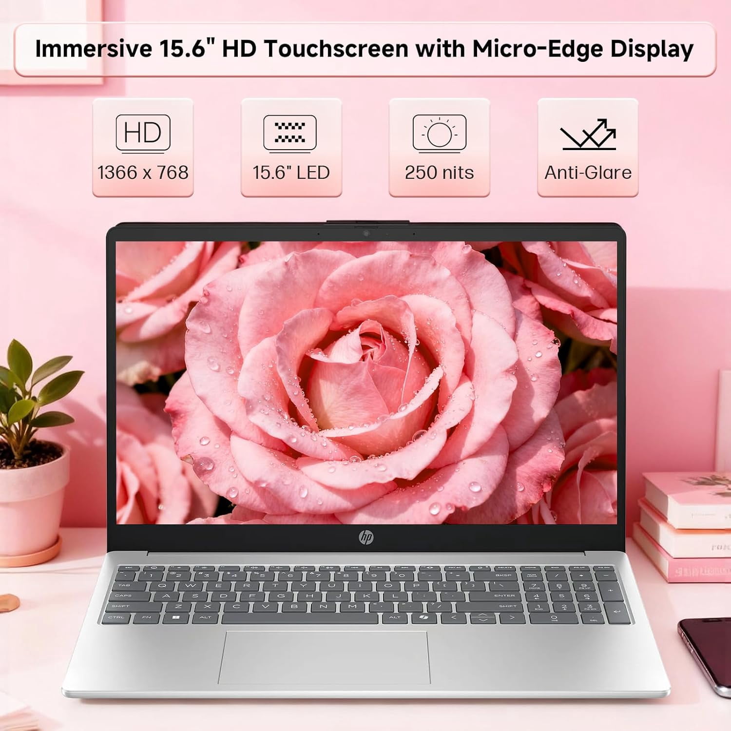 HP 15 Touchscreen Laptop, Intel Core i3-1315U Processor, 16GB RAM, 256GB SSD, 15.6" 250 nits Anti-Glare Display, Intel UHD Graphics, Windows 11 Home