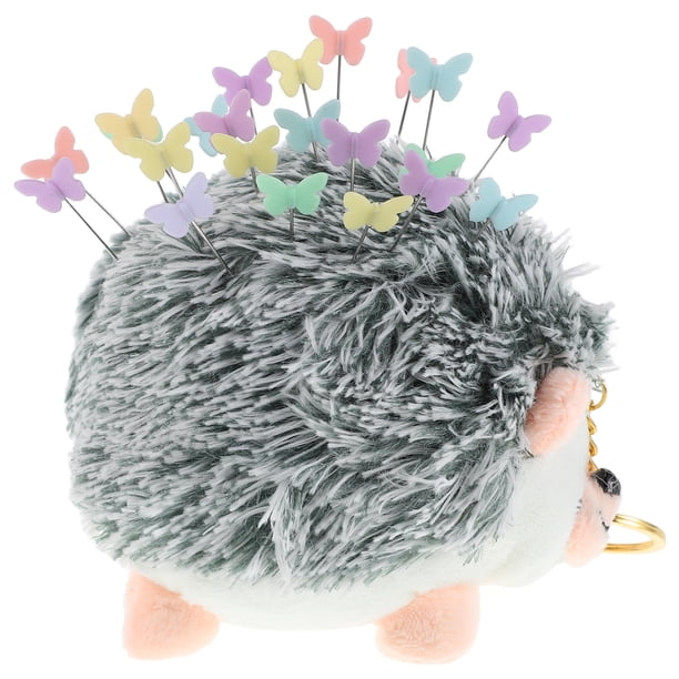 1 juego de alfiletero de peluche con forma de erizo, kit de costura con alfileres de mariposa y flores para acolchado, portaagujas para manualidades de patchwork y confección.