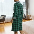 thumbnail image 6 of Mens Bathrobe Men's Big And Tall Bathrobe Brushed Woven Flannel Plaid Contrast Color Lapel Mens Robe Green XXL, 6 of 7