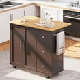thumbnail image 1 of Walsunny Kitchen Island on Wheels with Storage Cabinet & 3 Drawer, 39.7" Width Rolling Kitchen Table, Cart Handle for Towel Rack or Free Mobility Brown, 1 of 9