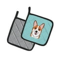 thumbnail image 2 of Carolines Treasures BB1192PTHD Checkerboard Blue Corgi Pair of Pot Holders , 7.5HX7.5W, multicolor, 2 of 3