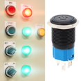 thumbnail image 4 of Black self-locking metal switch, IP65 protection, with LED lamp and symbol, 16 mm (blue 3-6 V DC), 2 pieces, 4 of 4