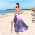 thumbnail image 6 of FORMRS Womens Long Sarong Beach Wrap Semi-Sheer Bikini Skirt Bathing Swimsuit Cover Up, Pink Road, 6 of 7